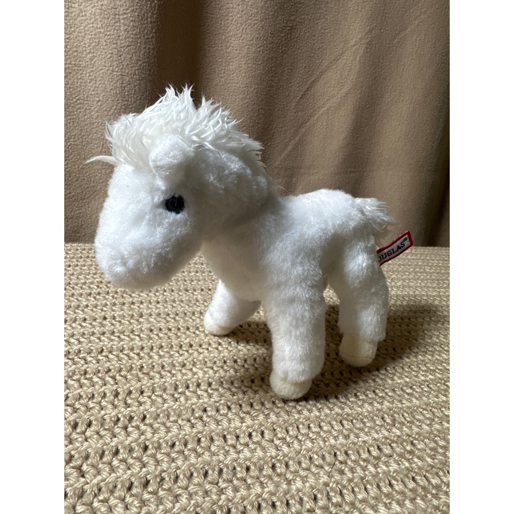 Douglas Sassy Pet Saks White Horse Plush with Quilted Horseshoe Carrying Bag - Picture 8 of 10